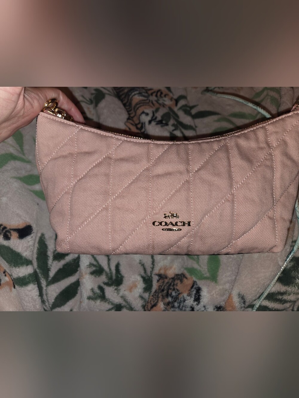 Coach Quilted Pink Shoulder Bag with Chain Strap - Picture 10 of 14